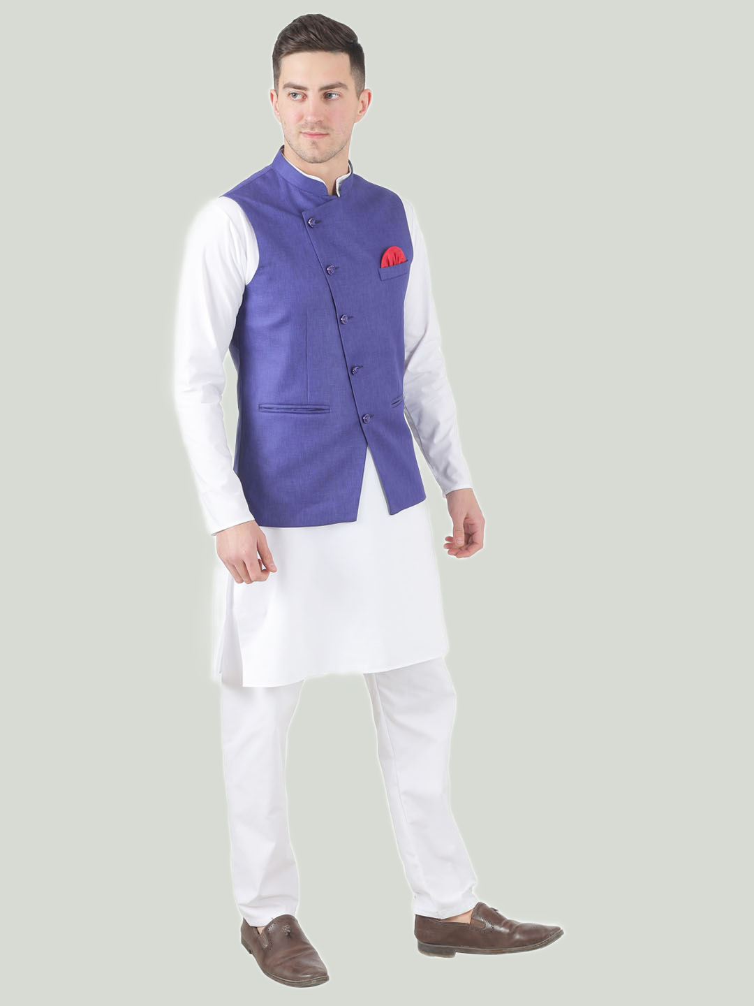 Men Kurta Set With purple Jacket - Tahvo India