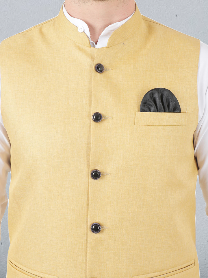 Men Golden Button Nehru Jacket - Tahvo India