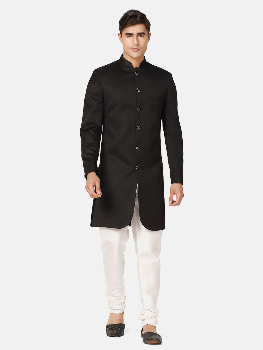 Men Black Indo Sherwani - Tahvo India