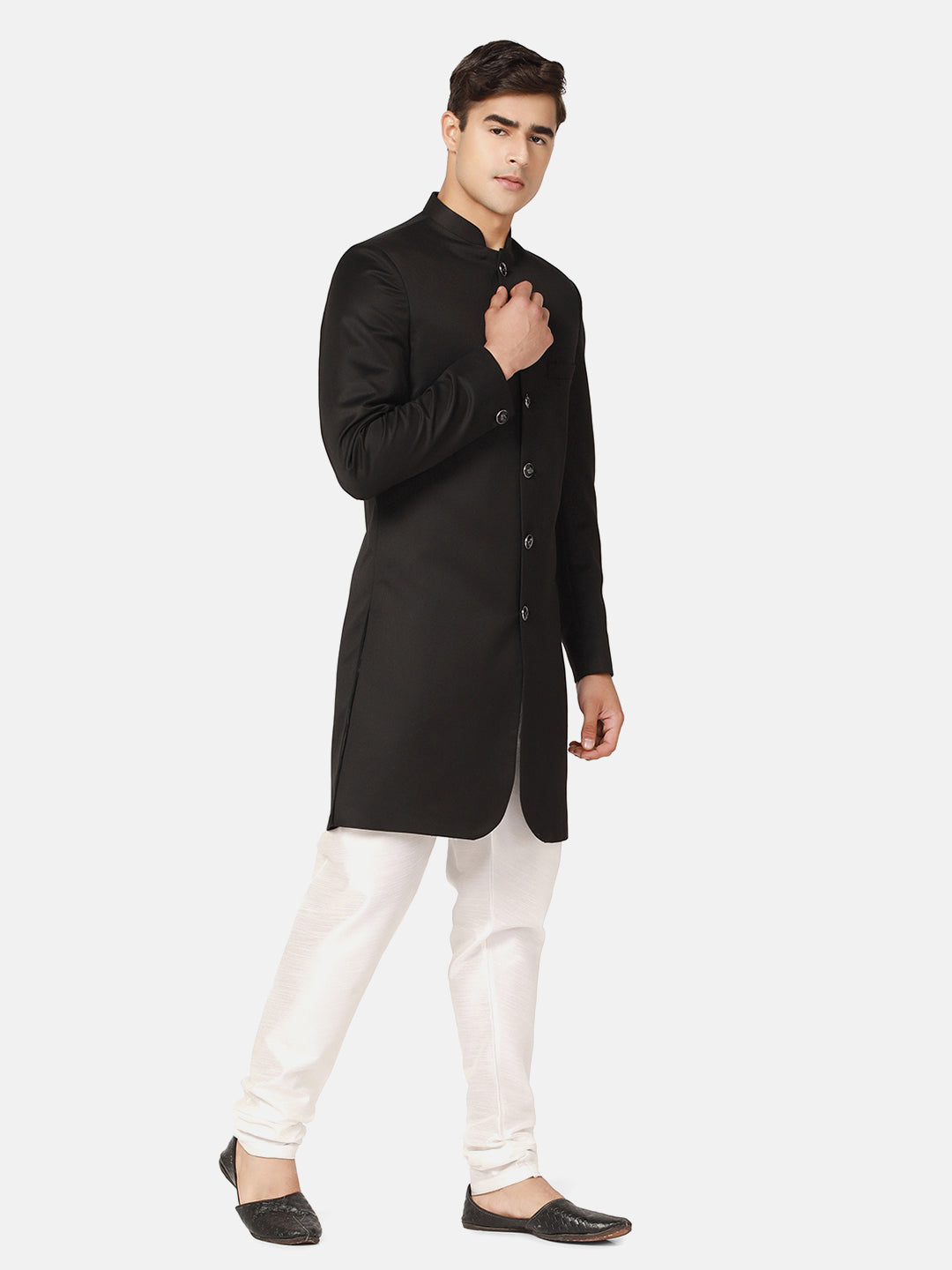 Men Black Indo Sherwani - Tahvo India