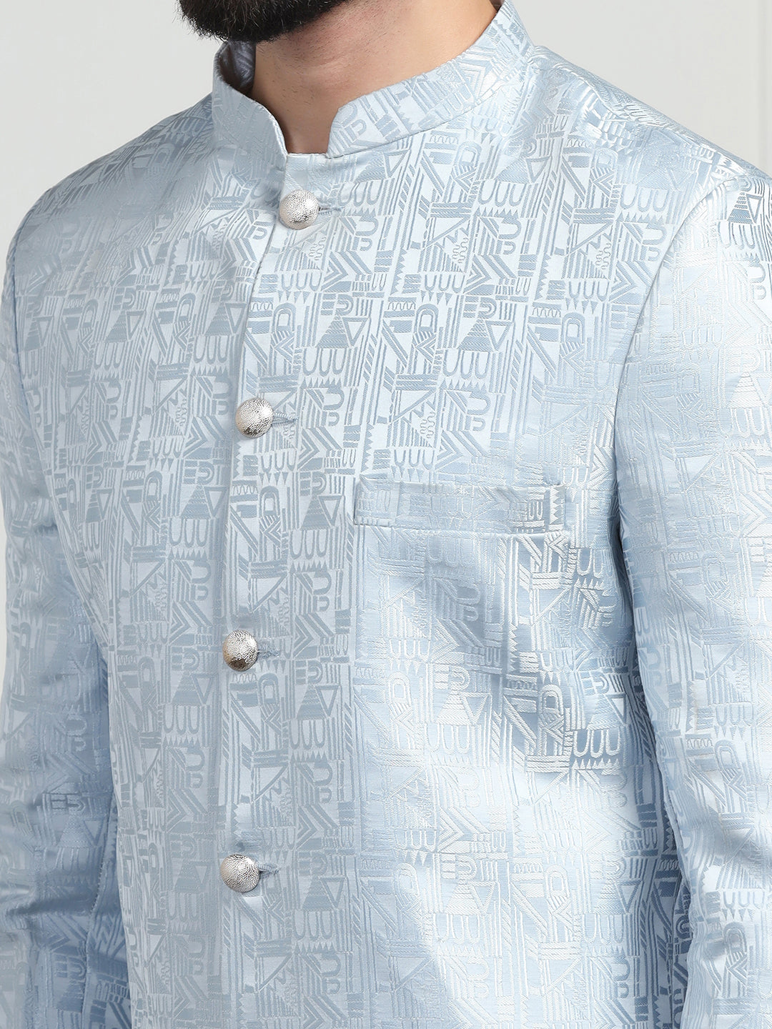Men Sky Blue Sherwani - Tahvo India