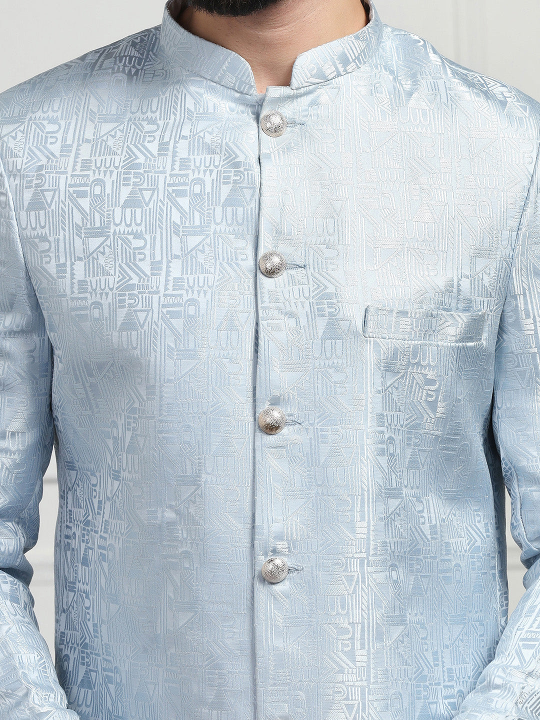 Men Sky Blue Sherwani - Tahvo India