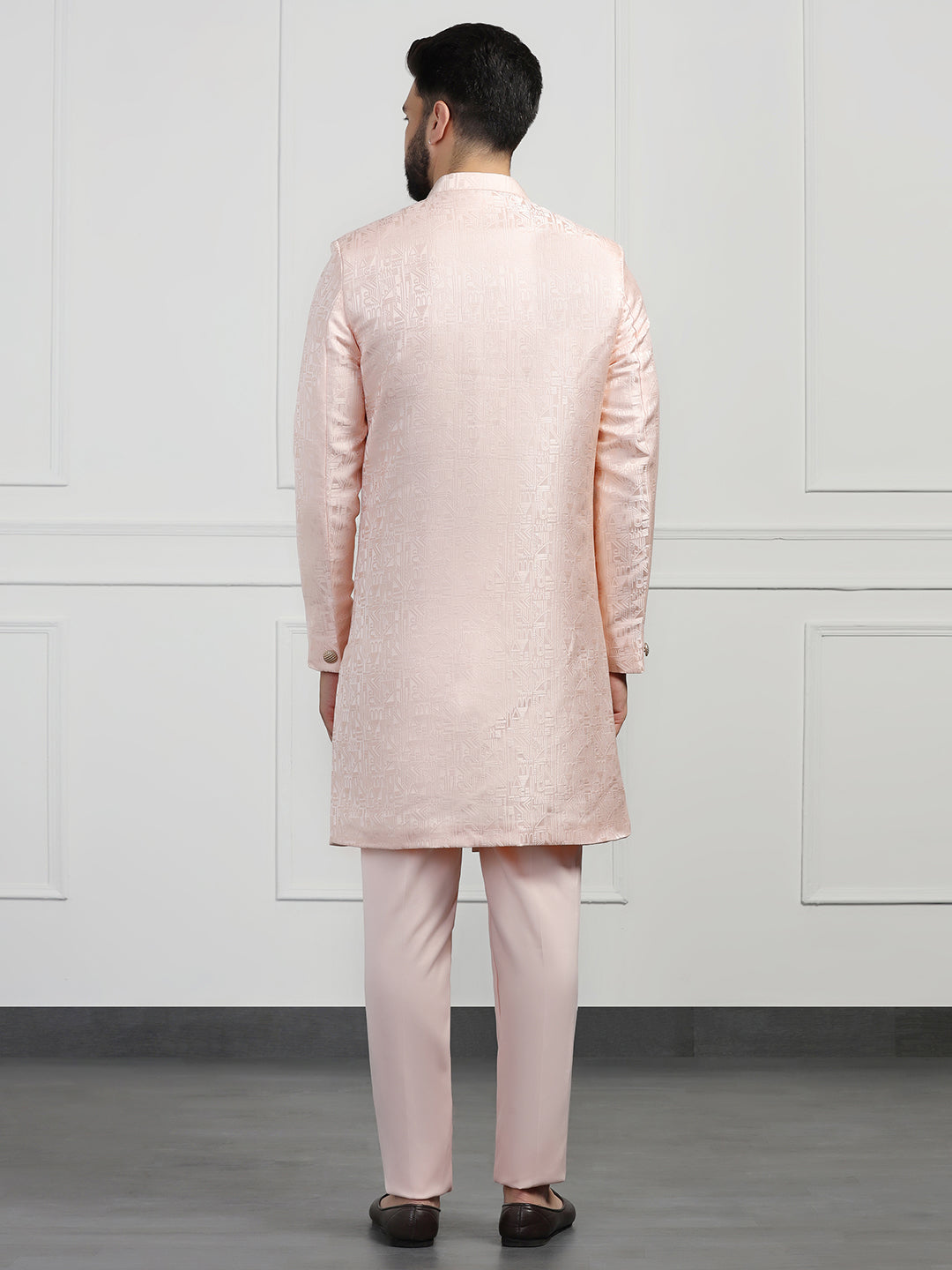 Men Peach Sherwani - Tahvo India