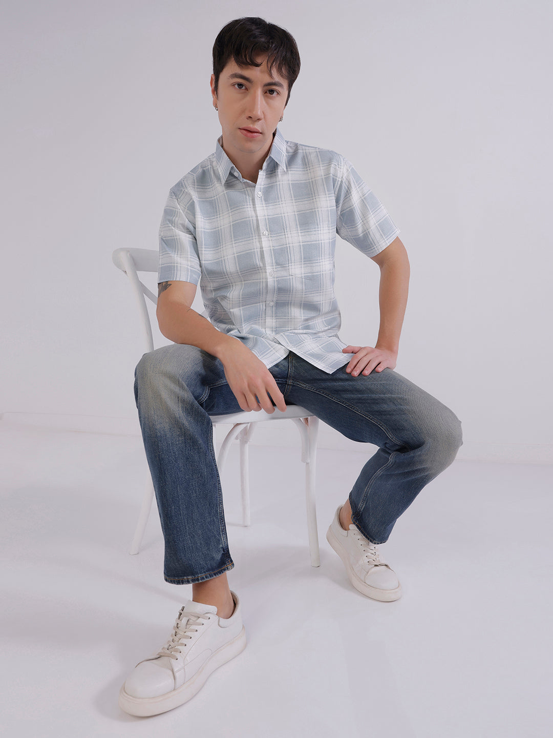 Blue check casual shirt