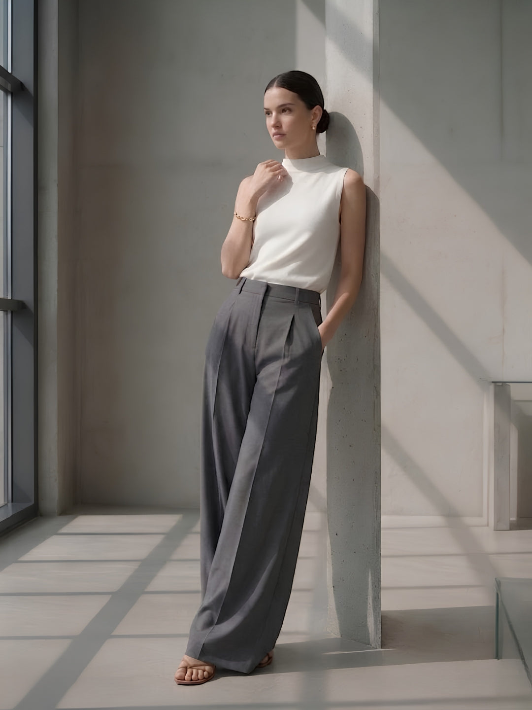 Grey wide leg Trousers