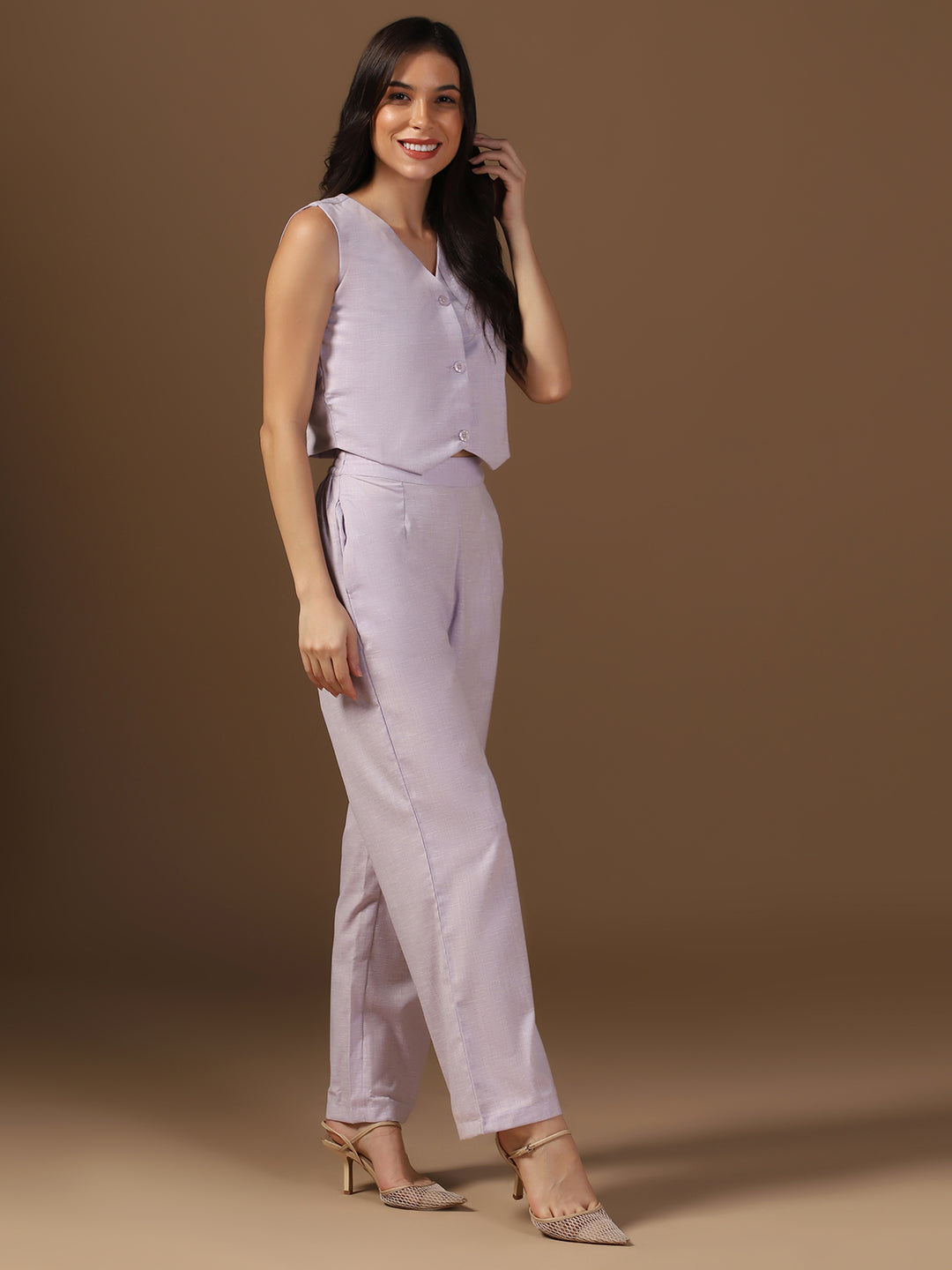 Purple Vest Top And Trouser Co-Ords - Tahvo India
