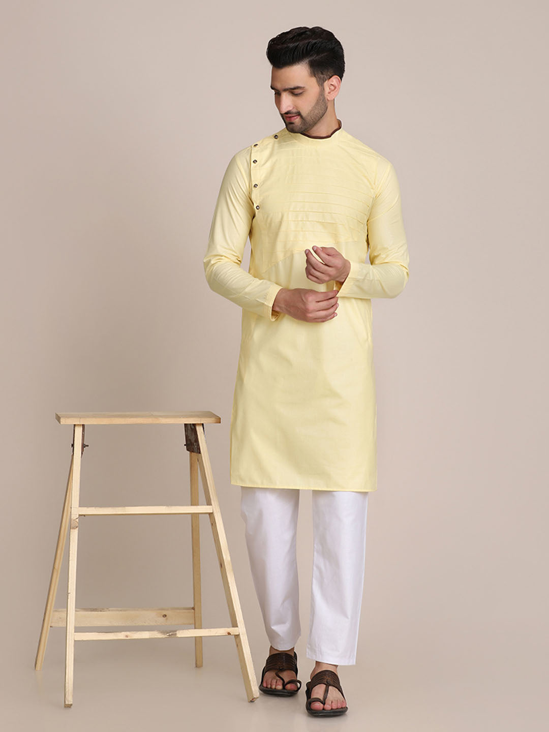 Men Lemon Kurta Set - Tahvo India
