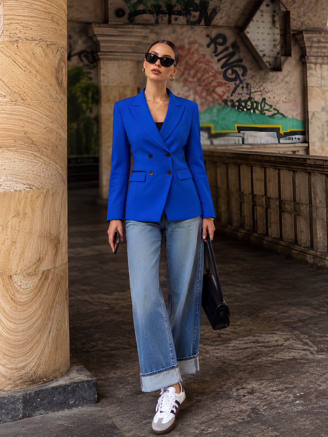 Blue Double Breasted Blazer