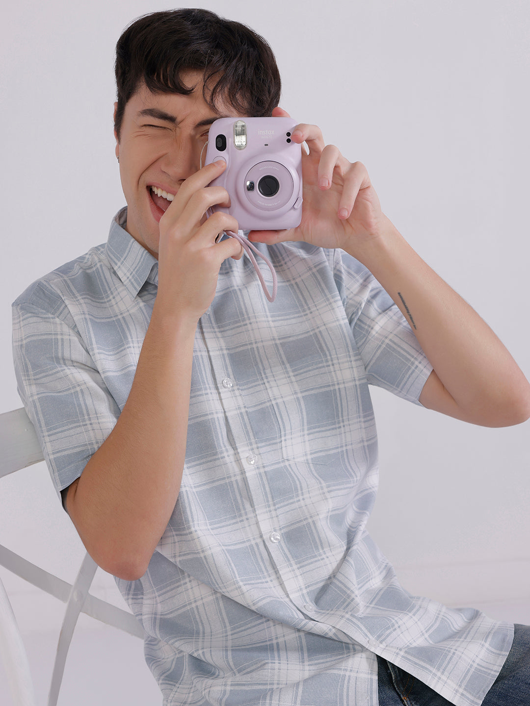 Blue check casual shirt