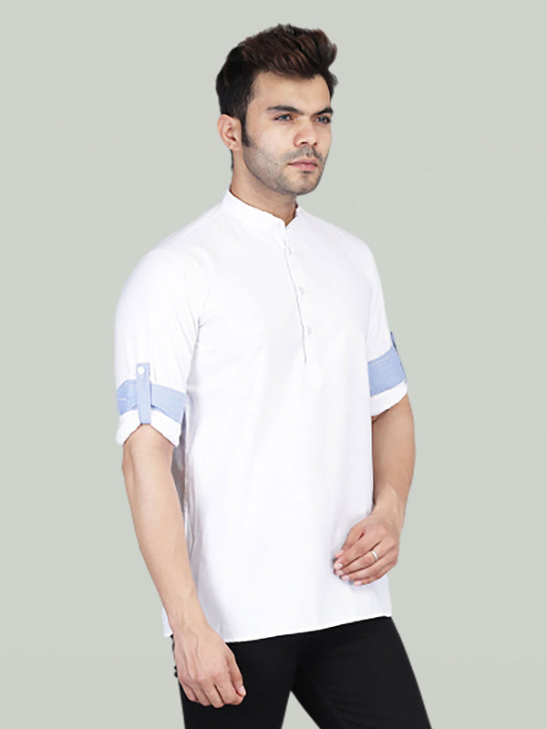 Men White Short Kurta Shirt