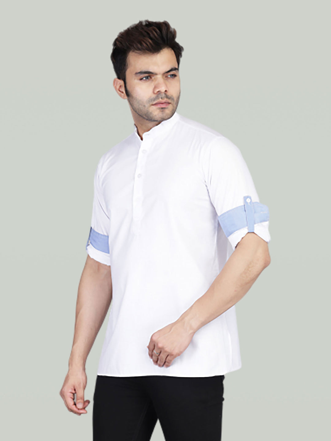 Men White Short Kurta Shirt - Tahvo India
