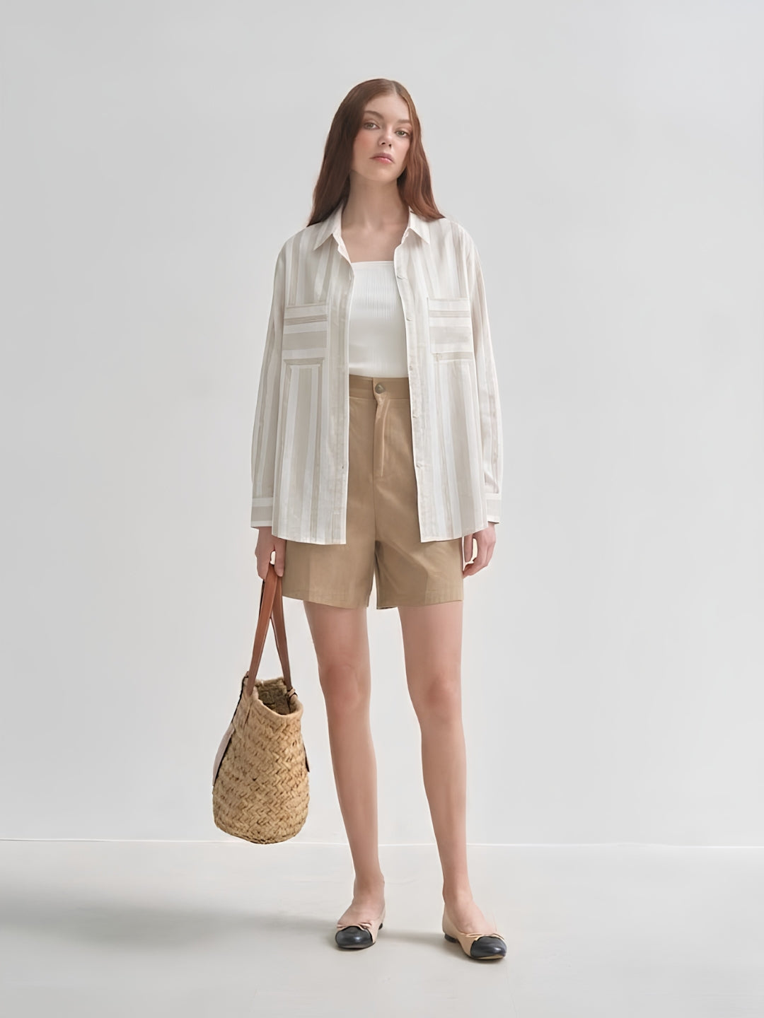 Stiped cotton 2 pocket shirt