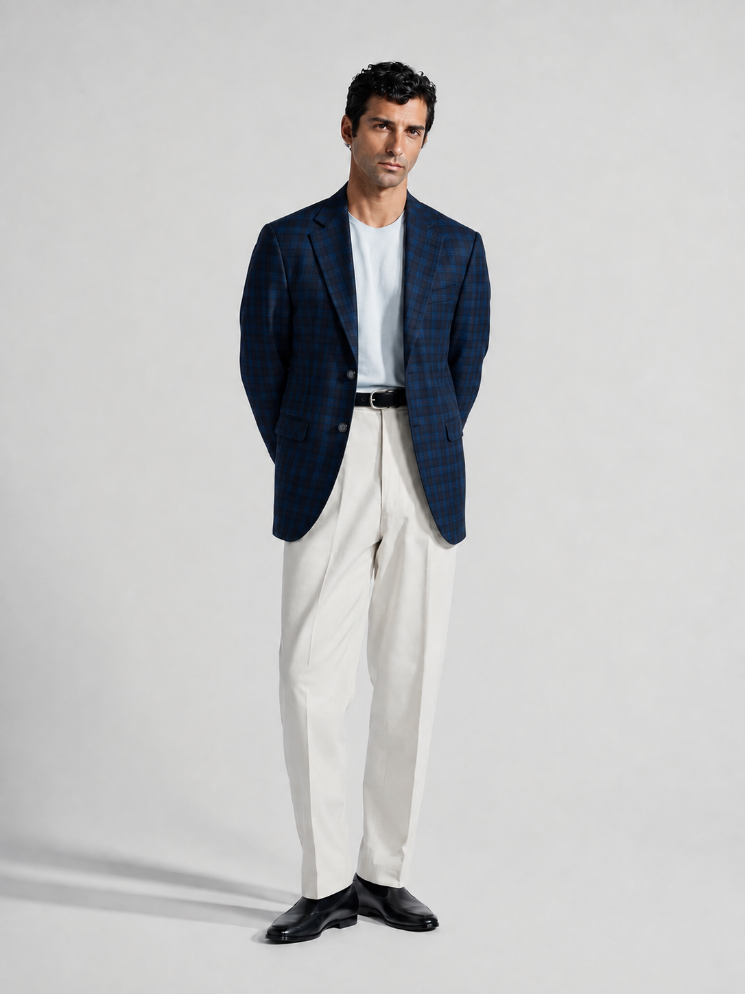 Tahvo Men Blue Check Blazer