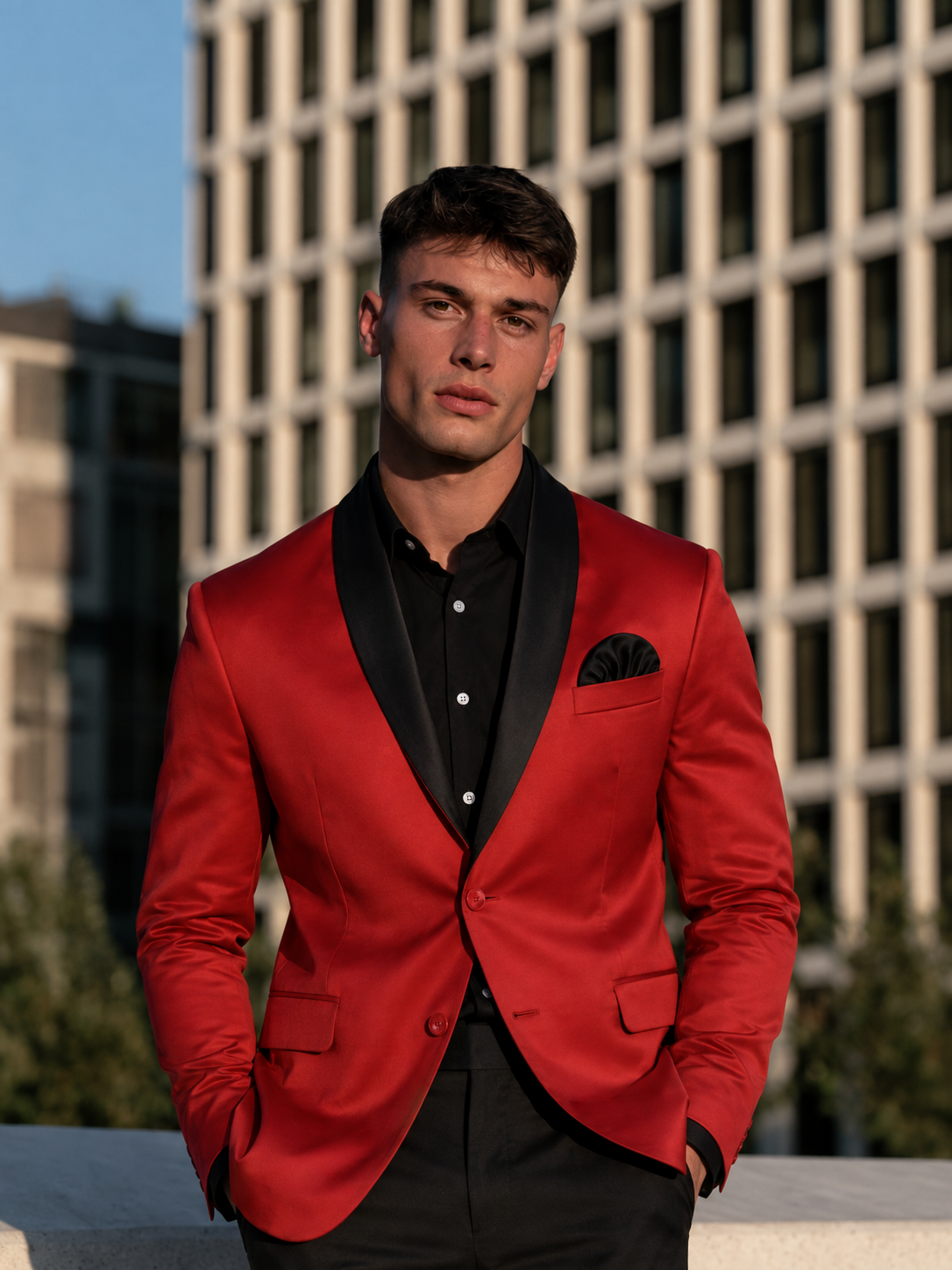 Red Tuxedo Blazer