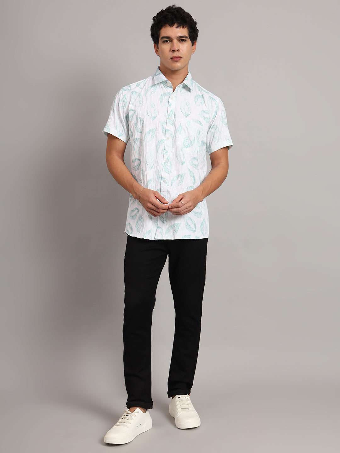 Men Casual Green Printed Shirt - Tahvo India