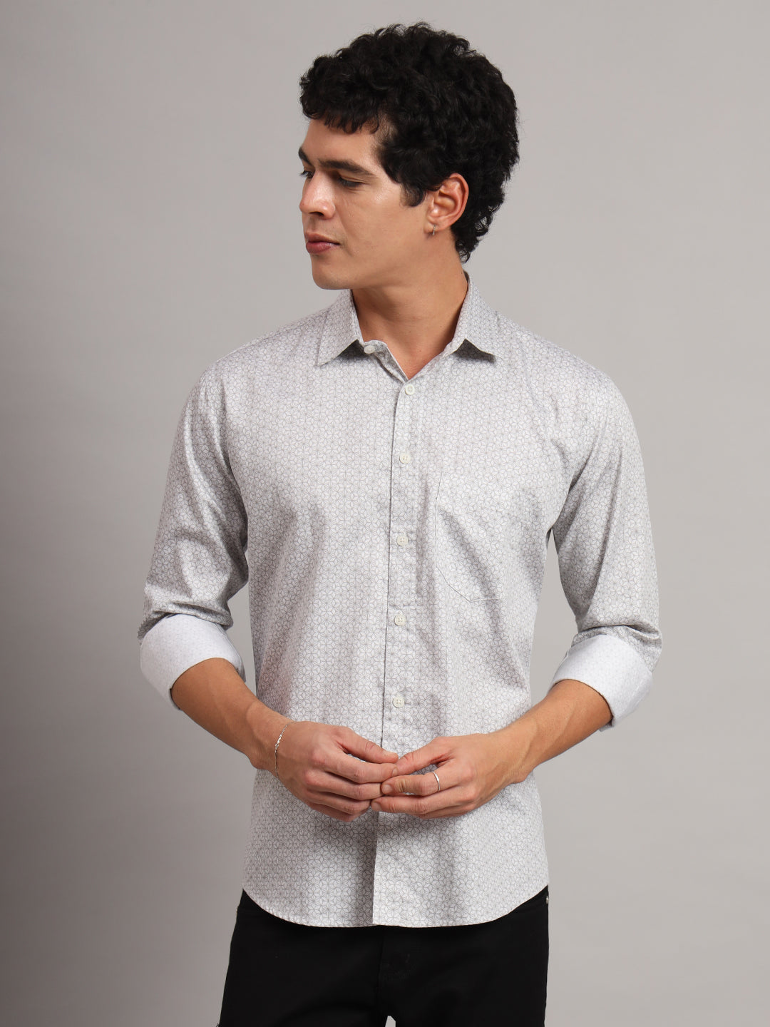 Men Beige Printed Formal Shirt - Tahvo India