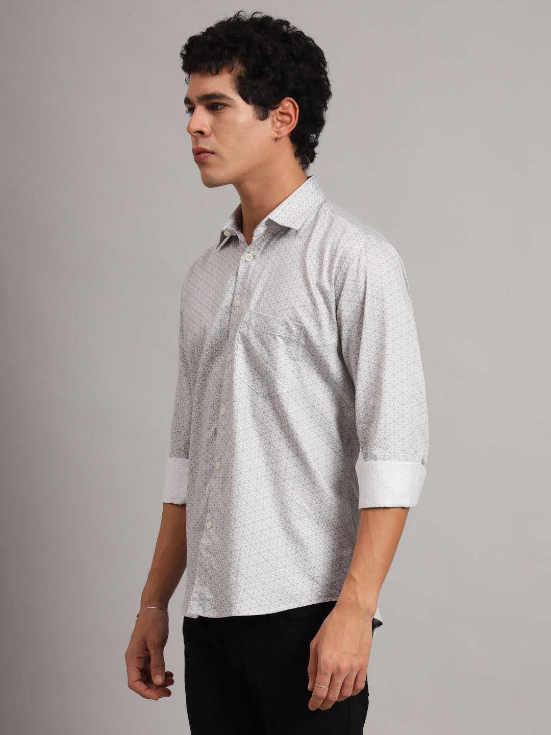 Men Beige Printed Formal Shirt - Tahvo India