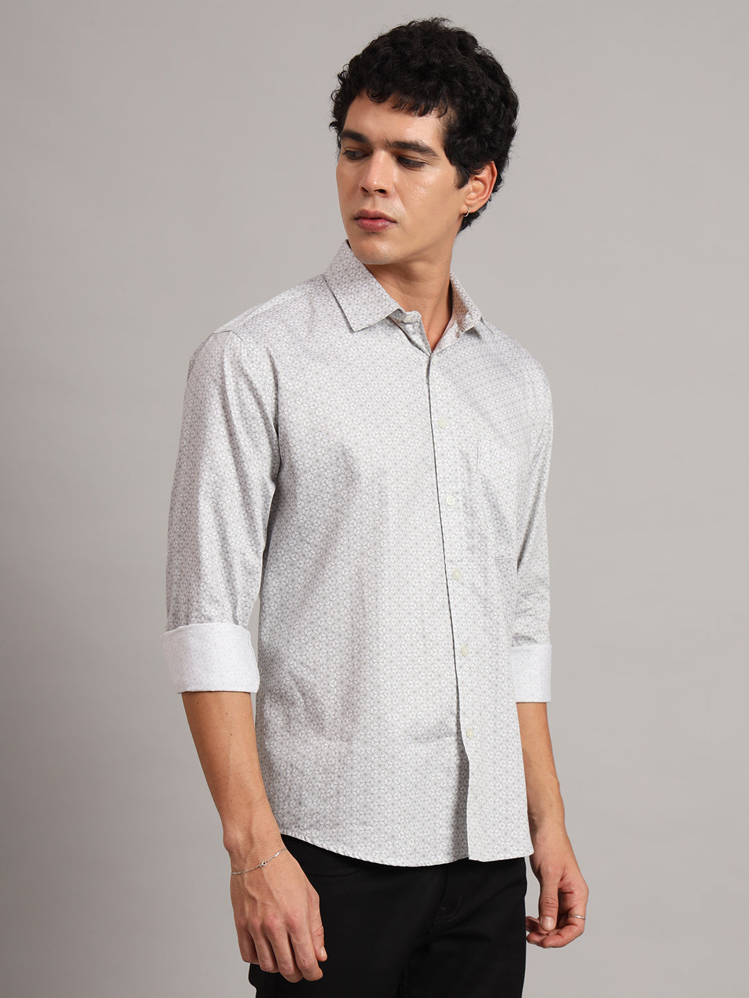 Men Beige Printed Formal Shirt - Tahvo India