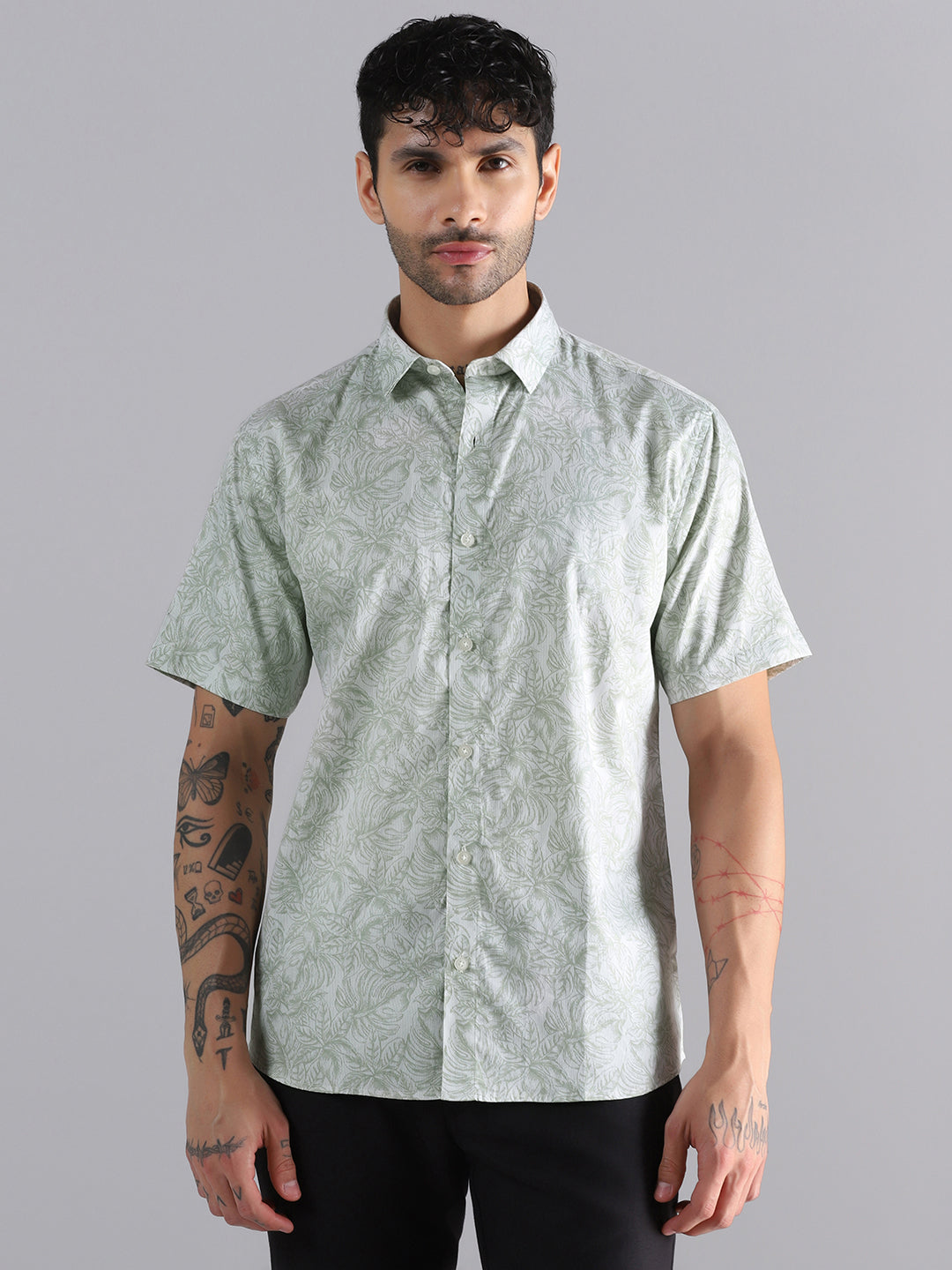 Tropical Leaf Printed Half Sleeve Shirt - Tahvo India
