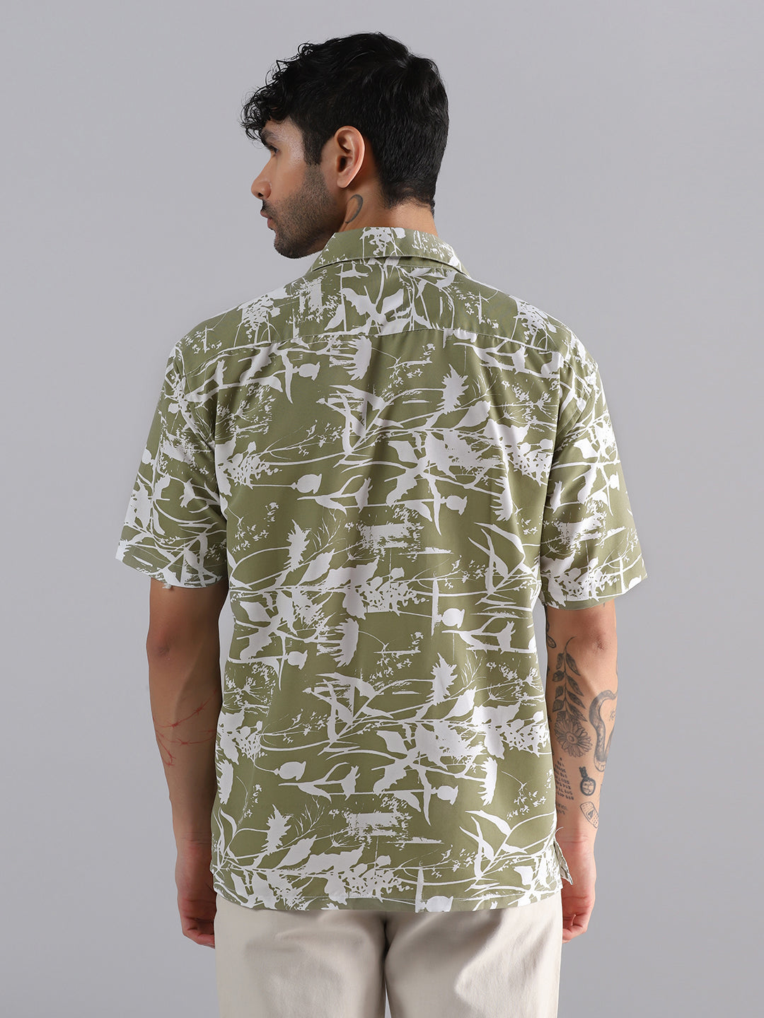 Leaf Shadow Printed Half Sleeve Shirt