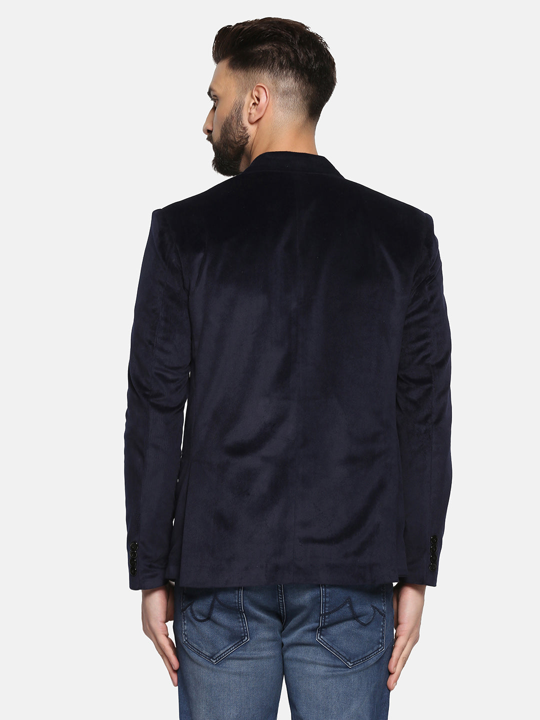 Men Blue Velvet Notched lapel Blazer - Tahvo India