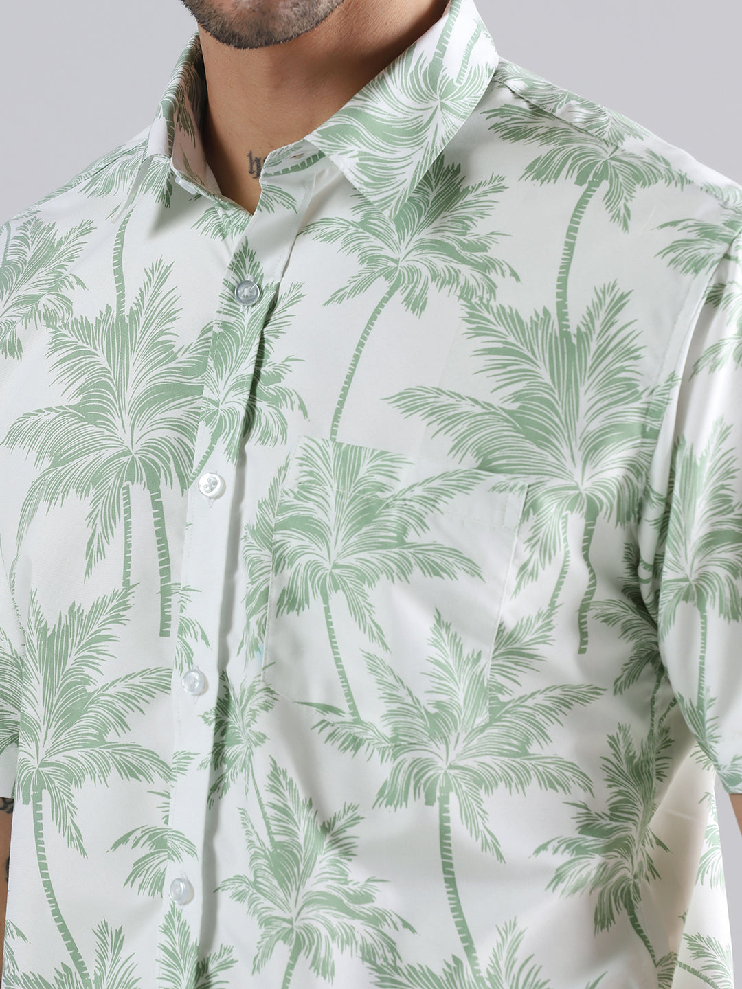 Palm Paradise Print Half Sleeve Shirt