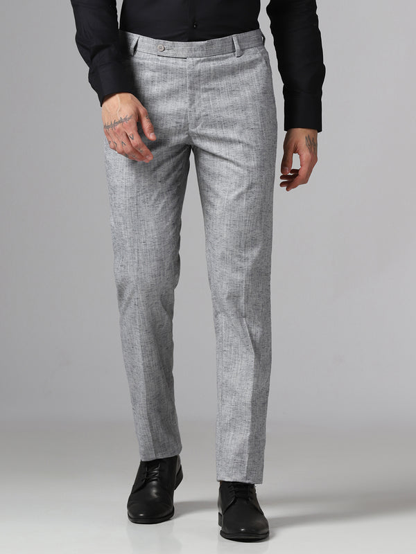 Men Grey Linen Trousers - Tahvo India