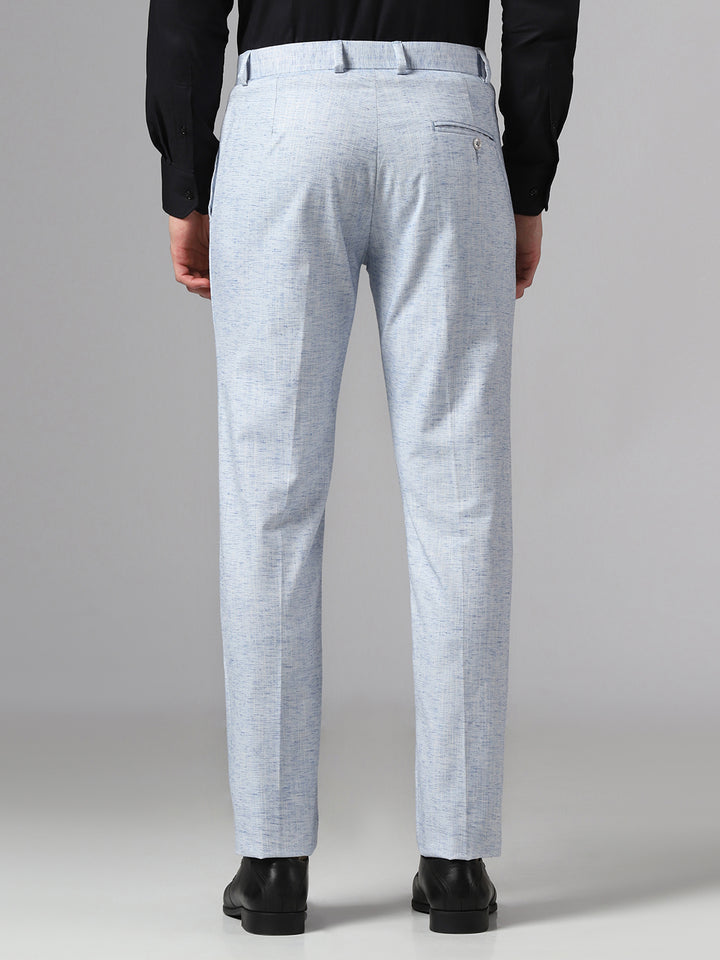 Men Blue Linen Trousers - Tahvo India