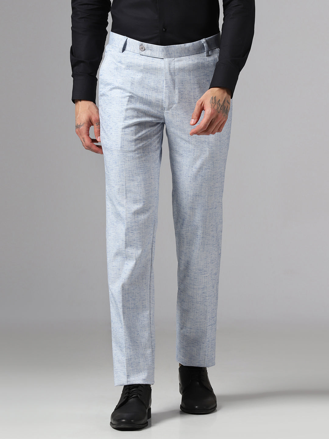 Men Blue Linen Trousers - Tahvo India