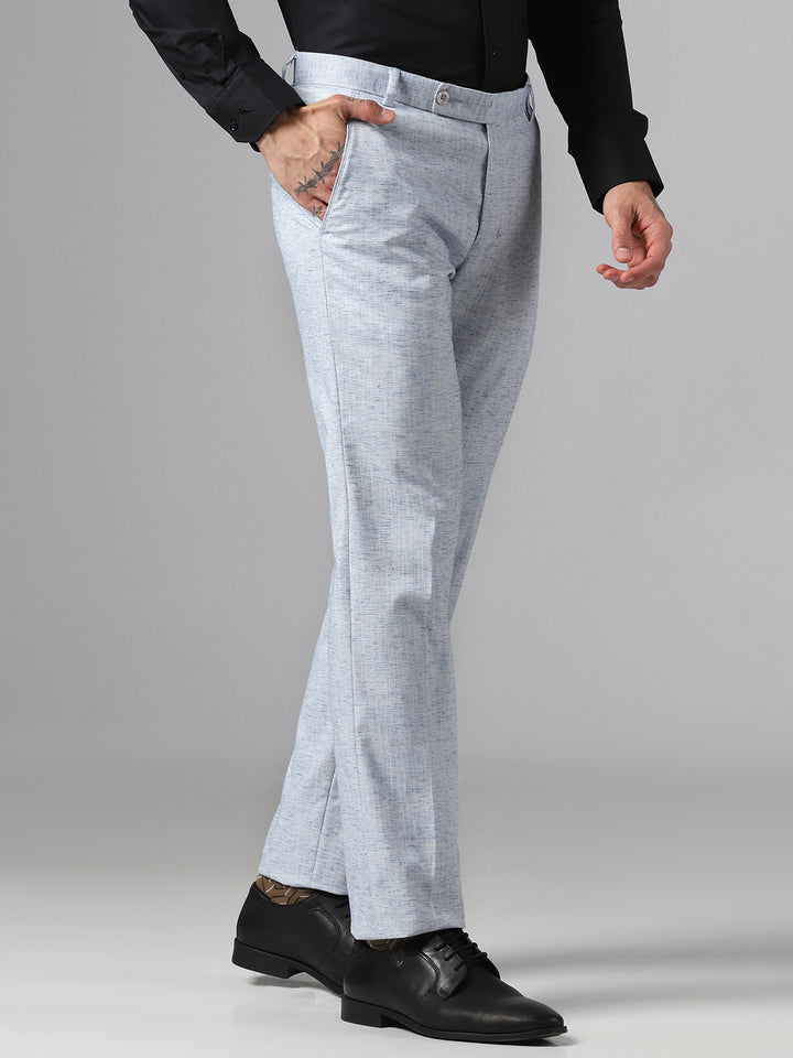Men Blue Linen Trousers - Tahvo India