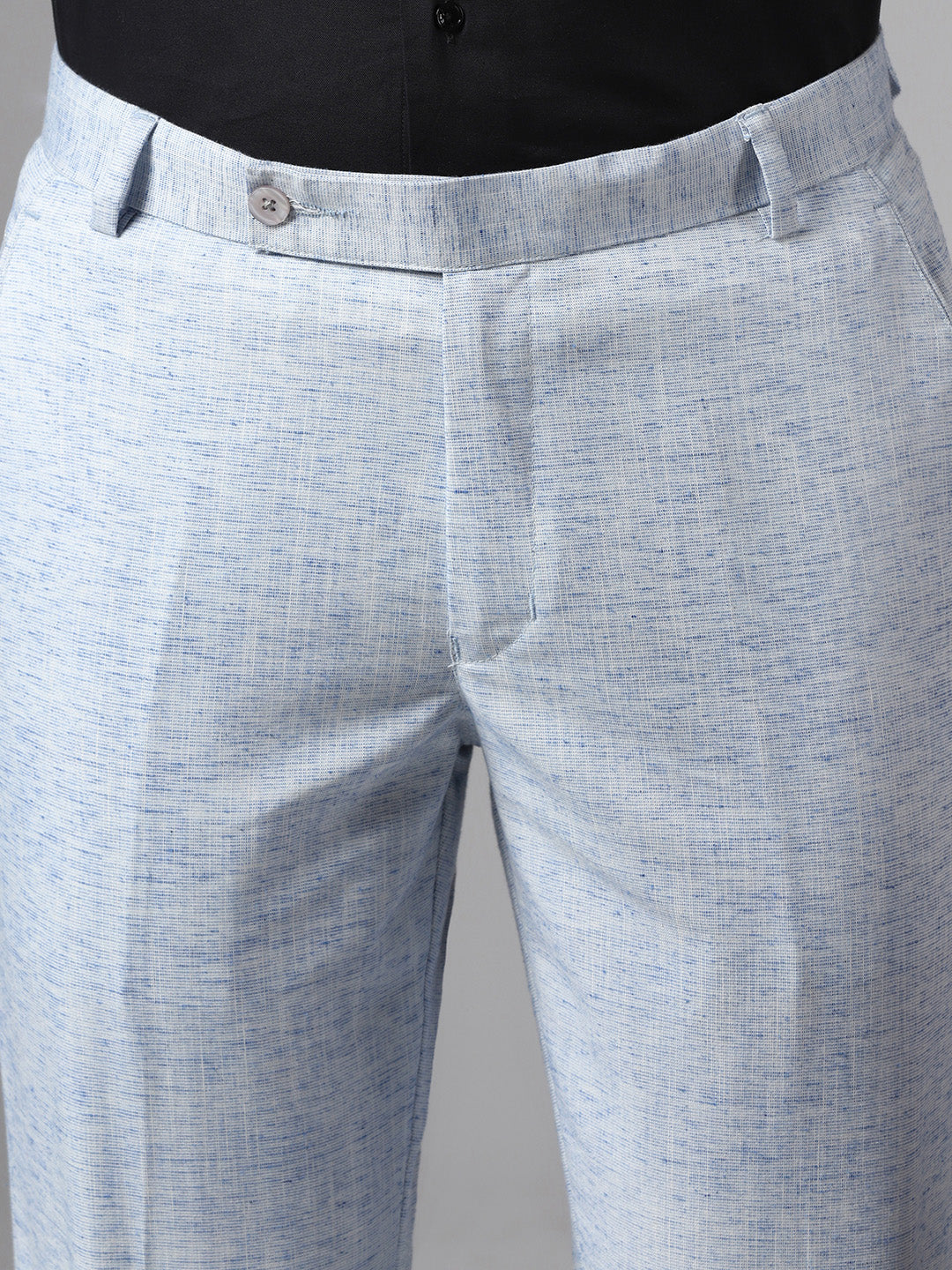 Men Blue Linen Trousers