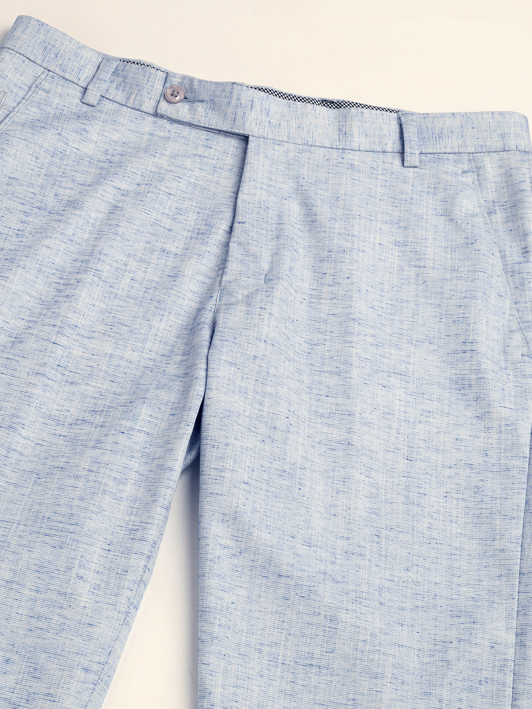 Men Blue Linen Trousers
