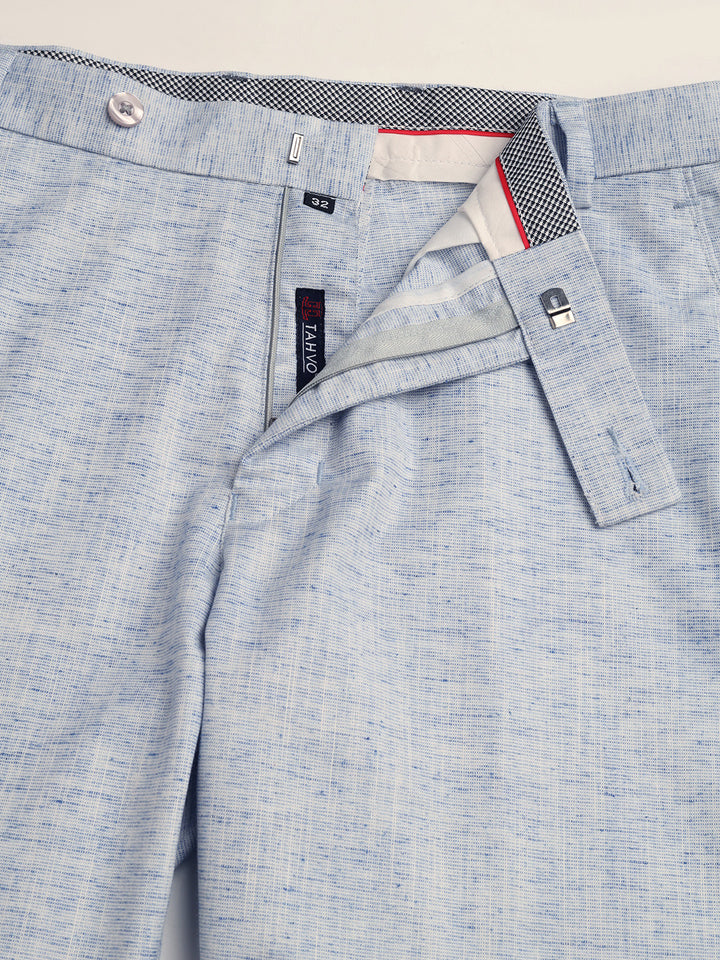 Men Blue Linen Trousers - Tahvo India