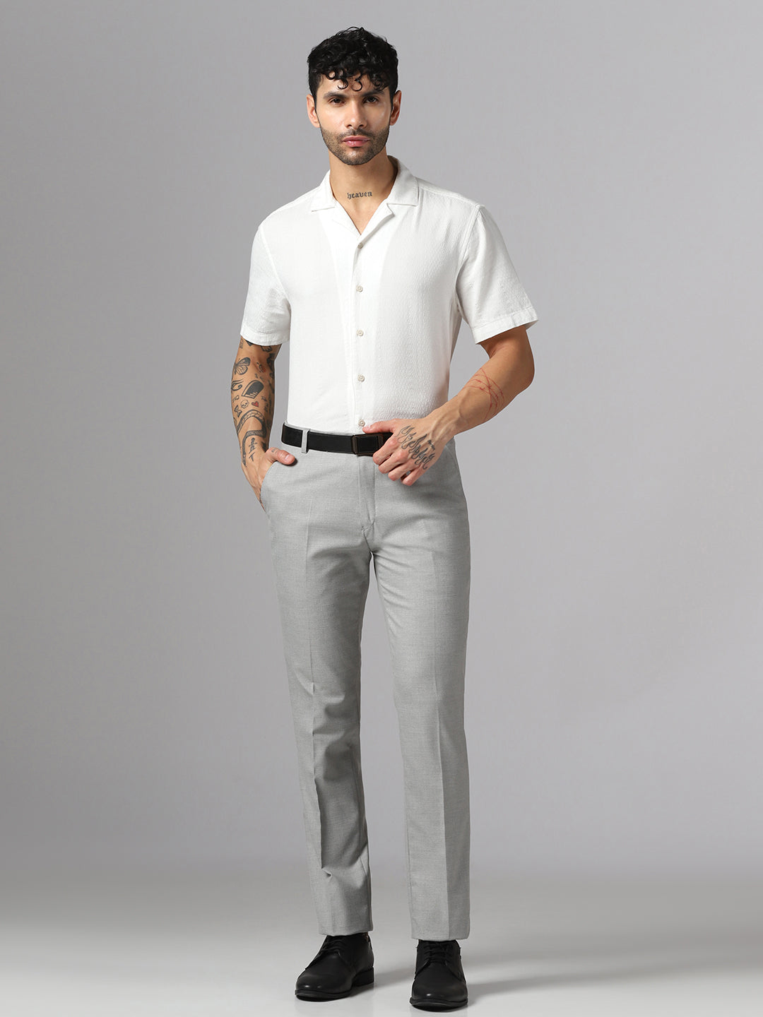 Men Light Grey Trousers - Tahvo India
