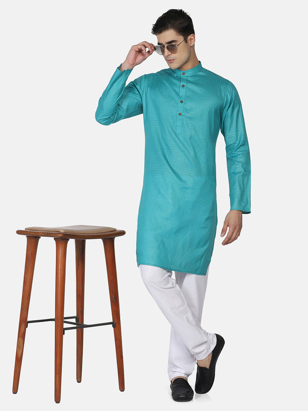 Men Green Slim Fit Kurta