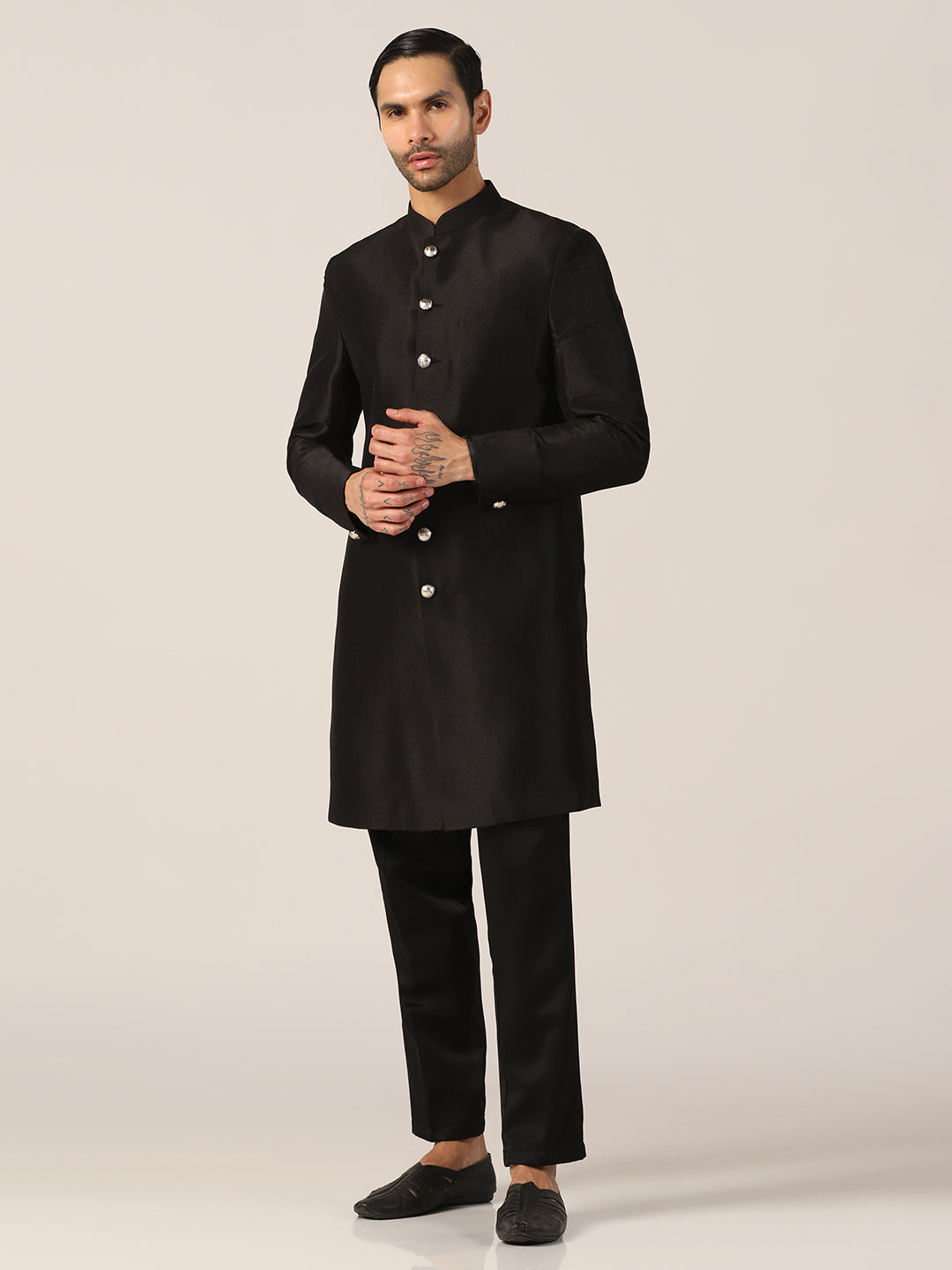 Imperial Black Sherwani Set
