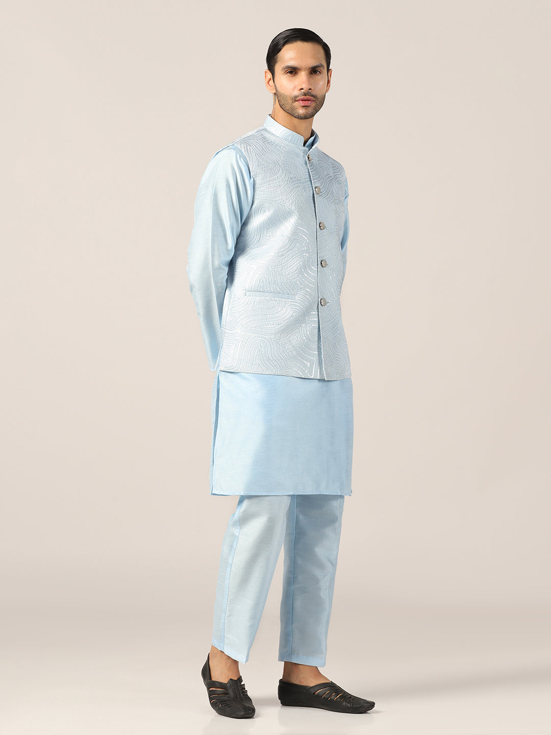 Ink Elegance Kurta Set with Royal Nehru Jacket