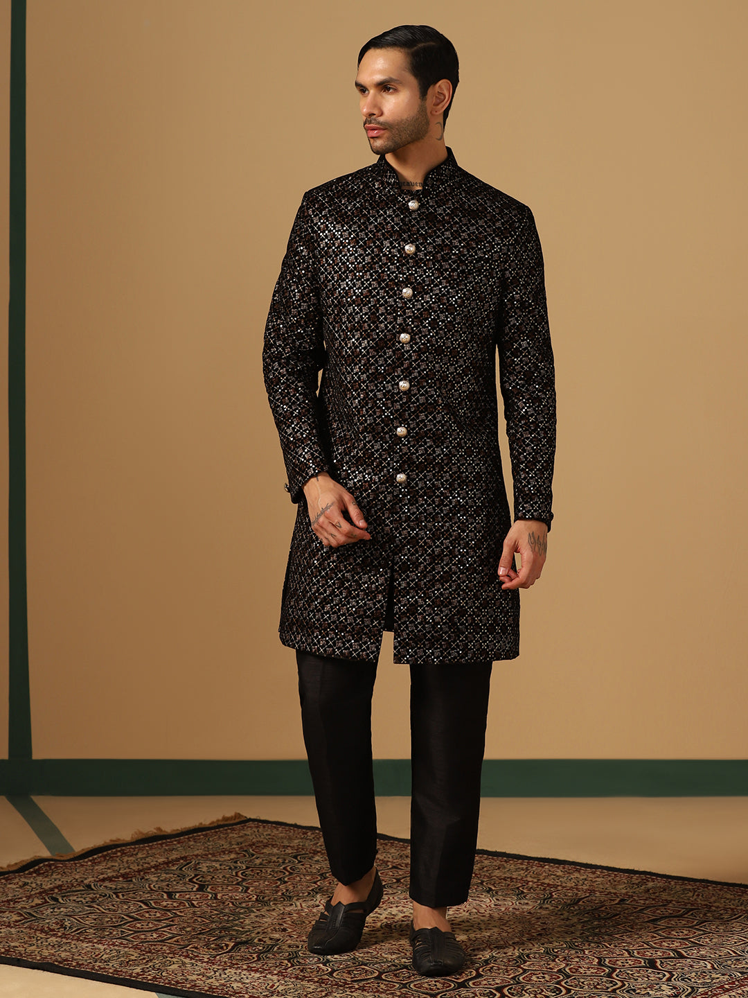 Self-Design Indowestern Sherwani Trouser Set