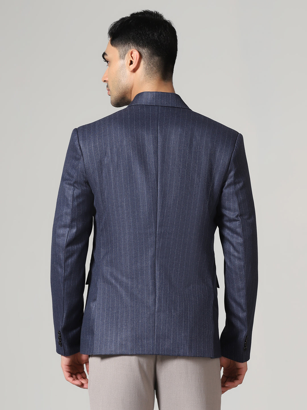 Men Blue Stripes Blazer