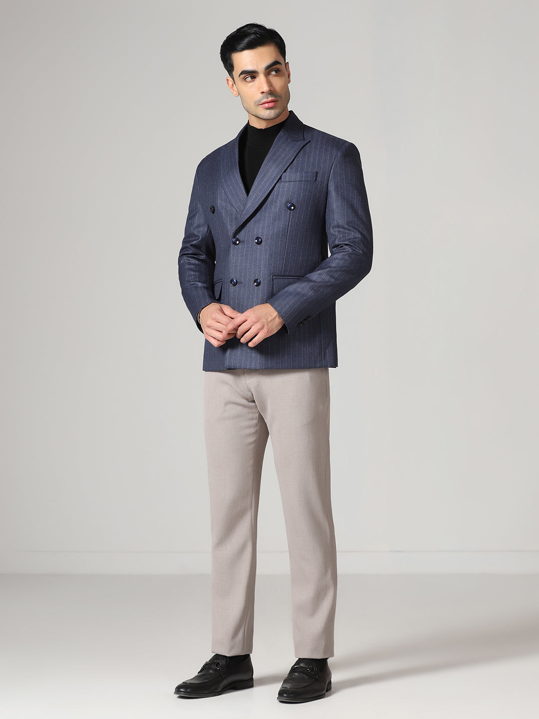 Men Blue Stripes Blazer
