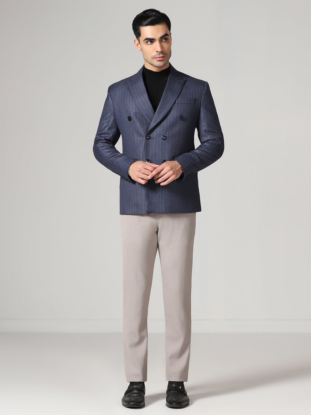 Men Blue Stripes Blazer