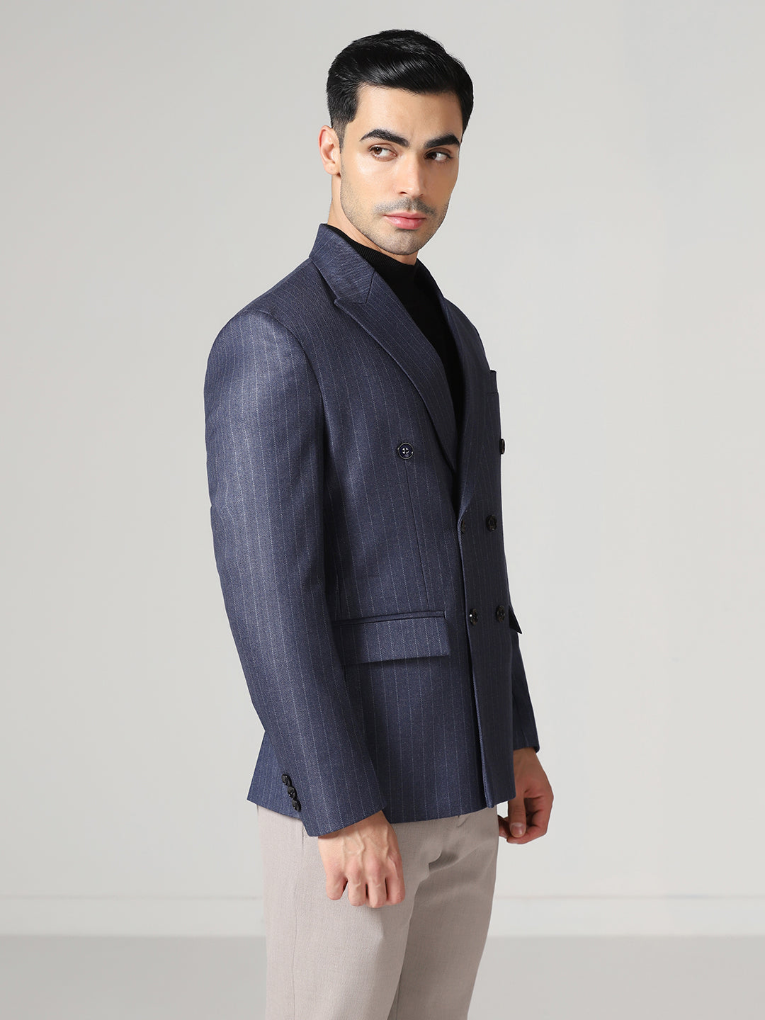 Men Blue Stripes Blazer
