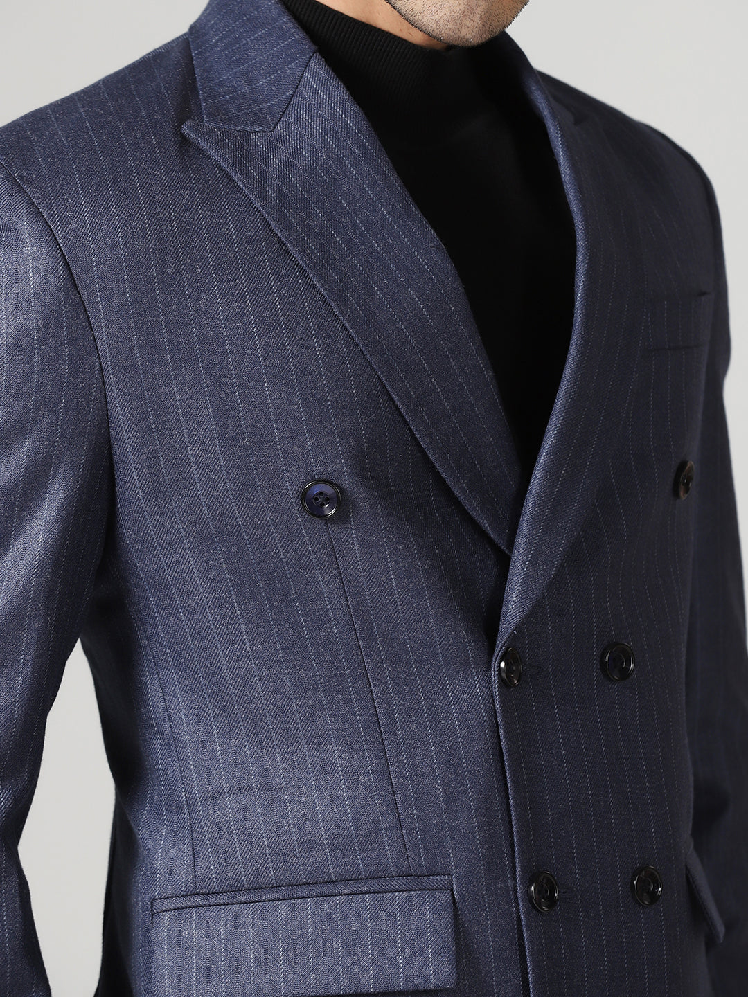 Men Blue Stripes Blazer