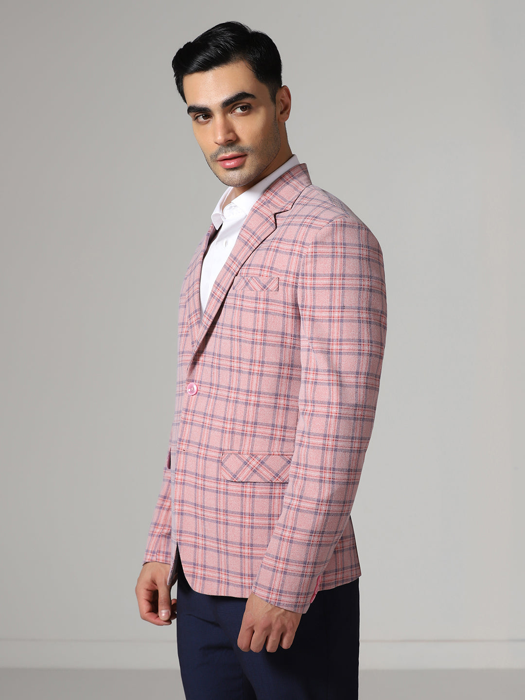Men Dark Grey Notched Lapel Blazer - Tahvo India