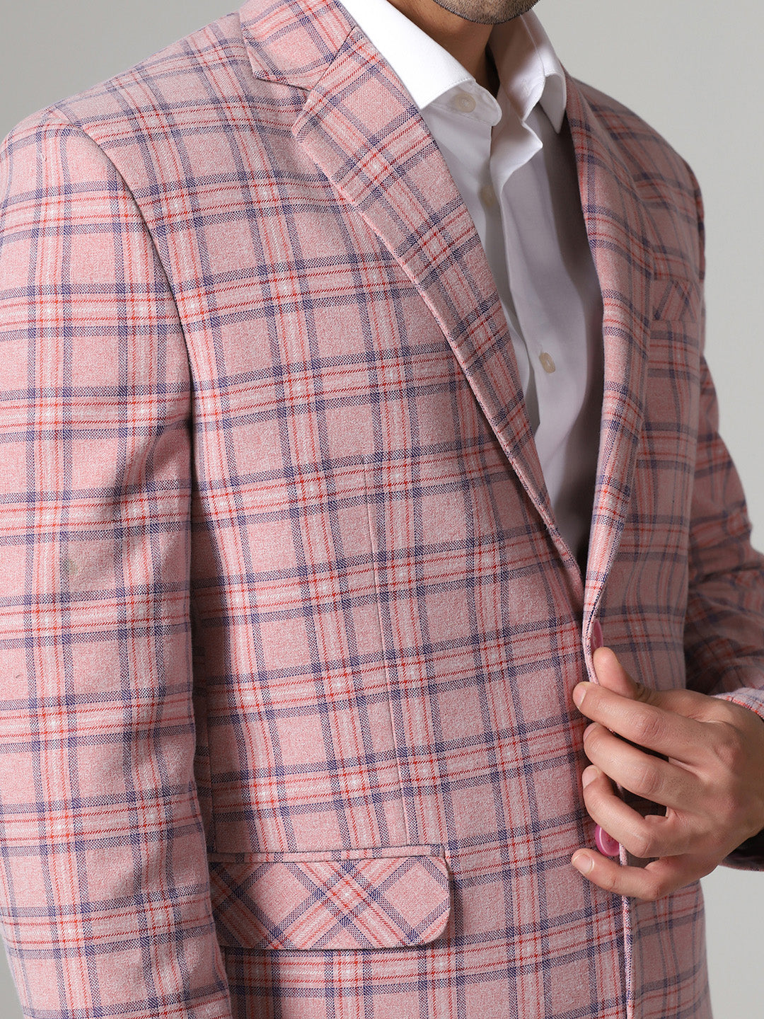 Men Dark Grey Notched Lapel Blazer - Tahvo India