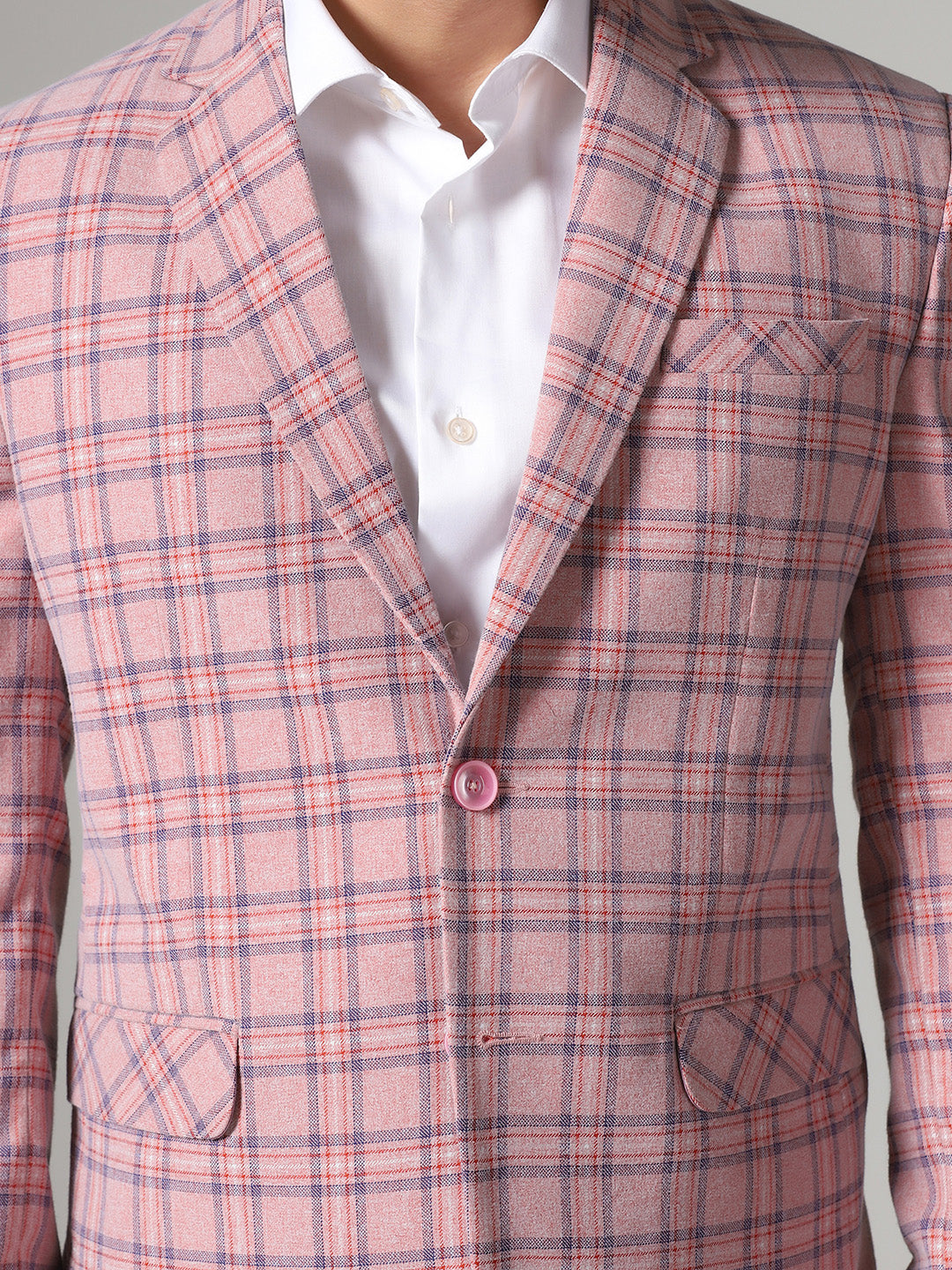 Men Pink Checkered tweed Blazer