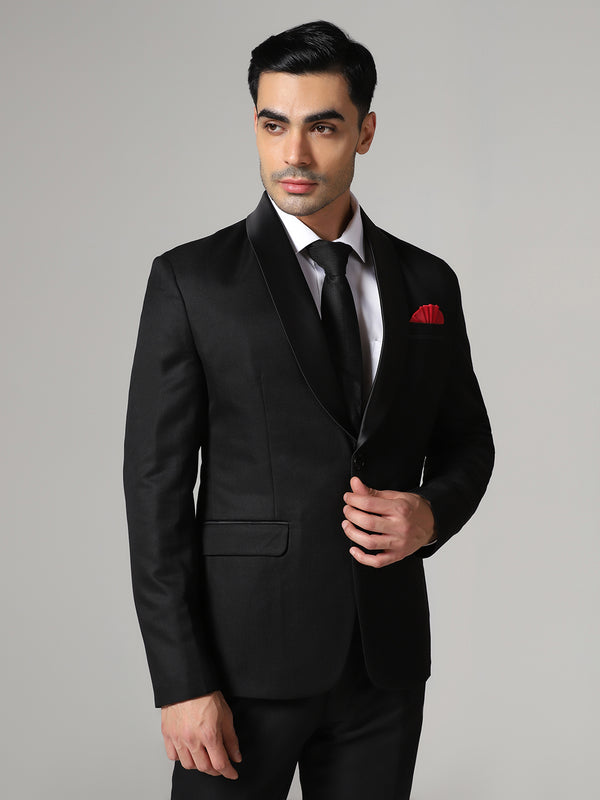 Black Tuxedo Blazer With Hanky For Men