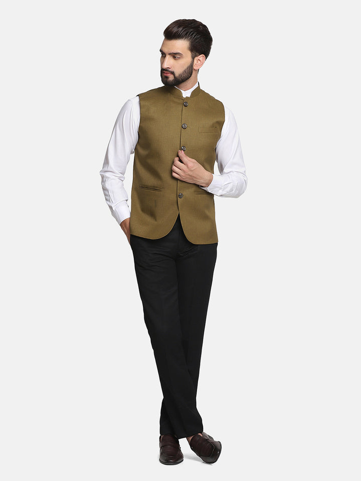 Men Green Nehru Jacket - Tahvo India
