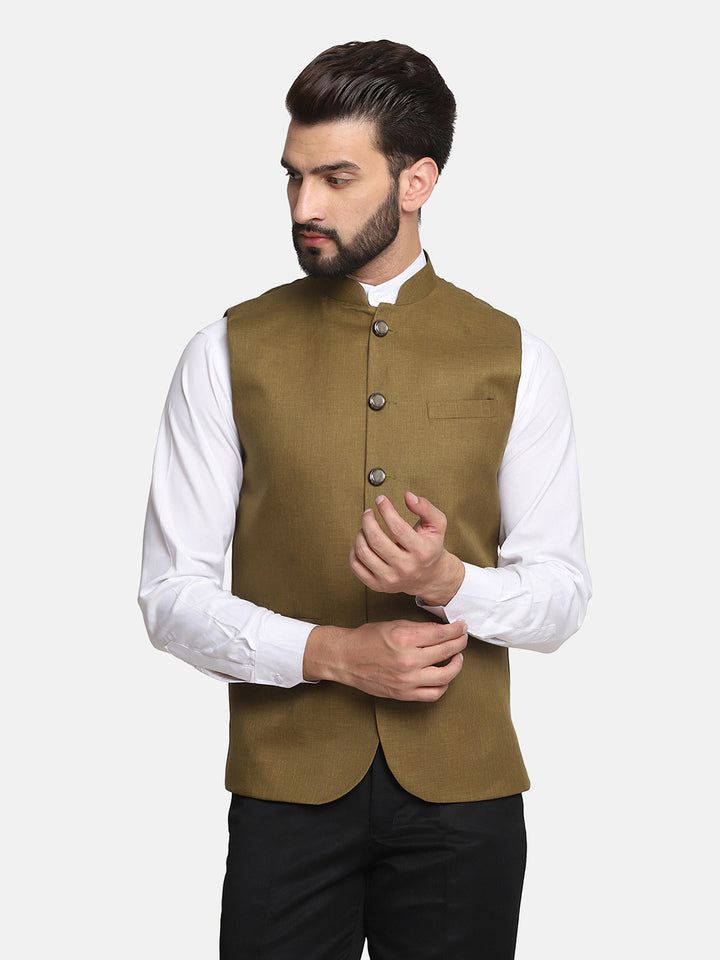 Men Green Nehru Jacket - Tahvo India