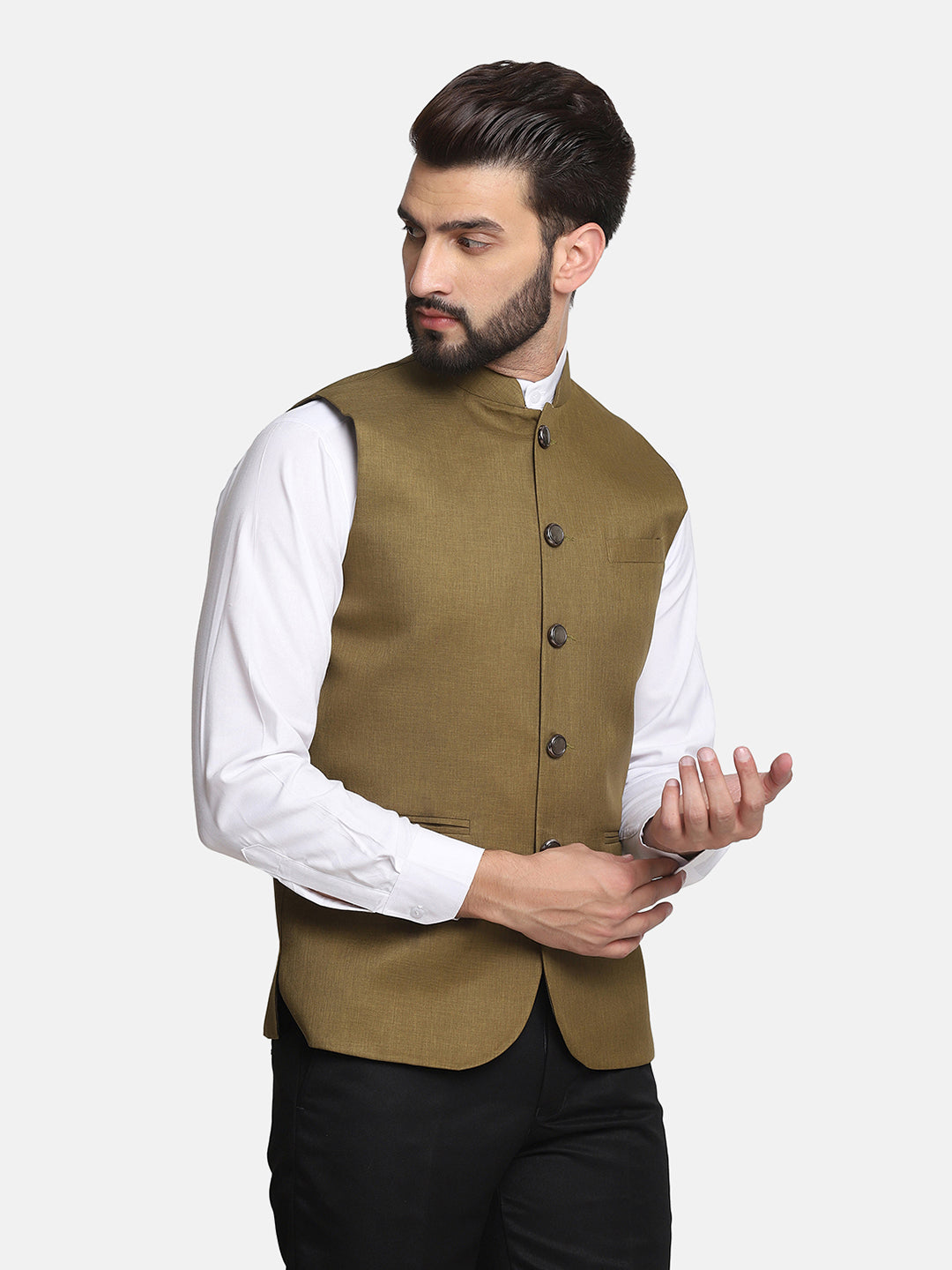 Men Green Nehru Jacket - Tahvo India